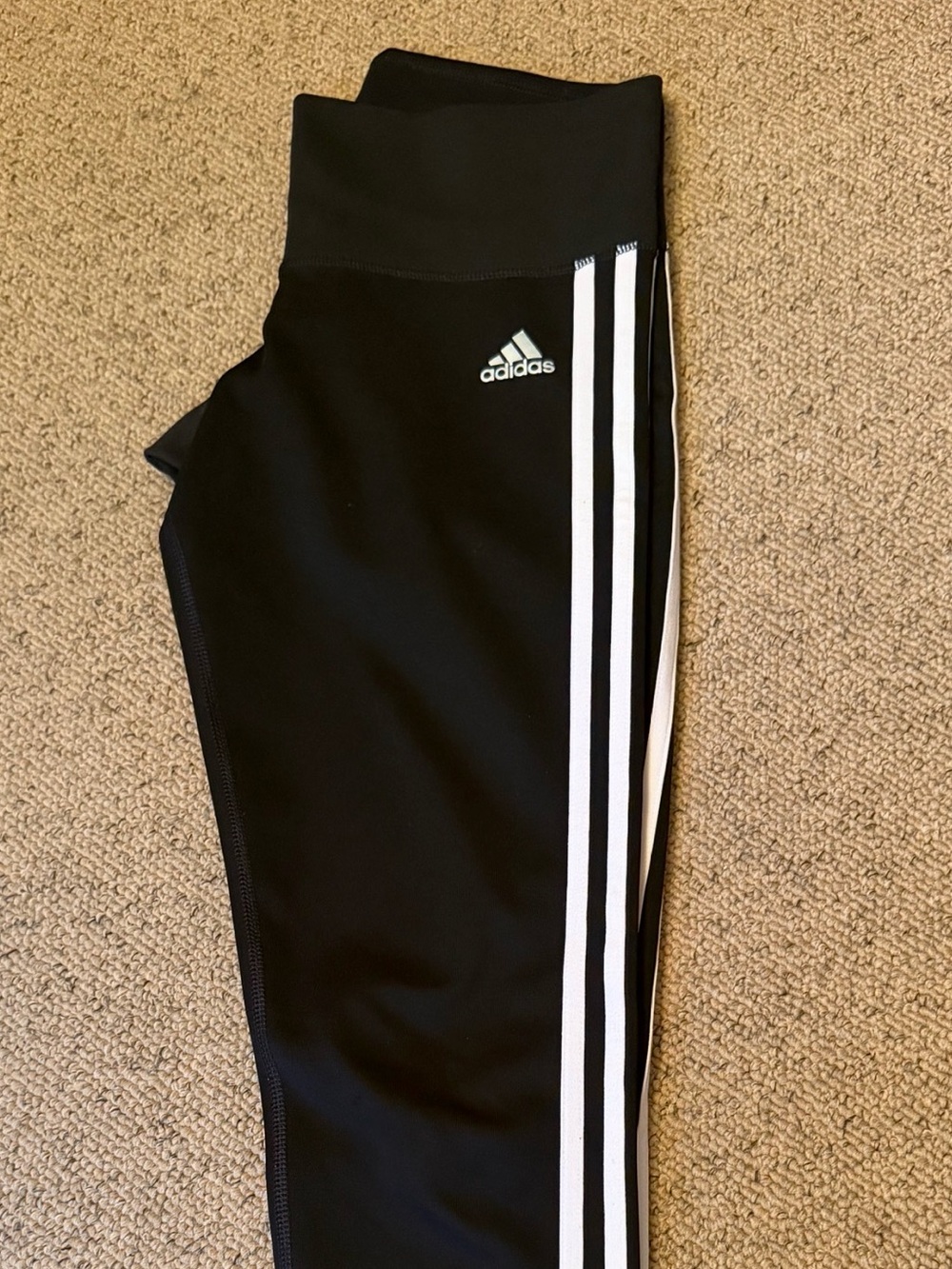 adidas Black Leggings with White 3-Stripe Side Detail